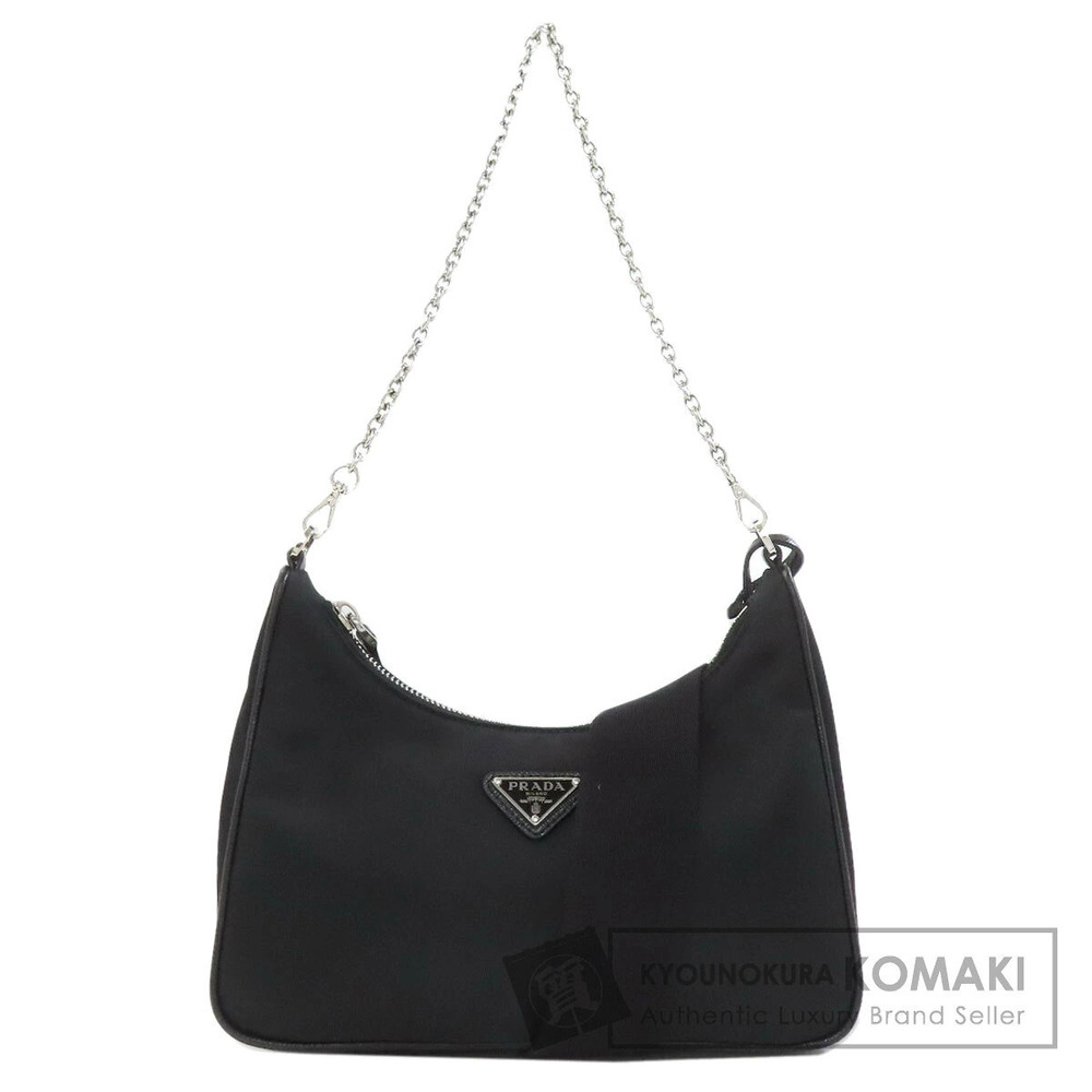 Prada black shoulder bag edition chainlink enameled